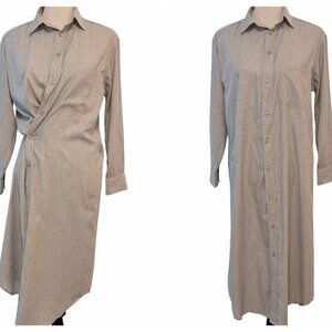 Wear Cisco Women Sz XS/S Blue Gray 100% Cotton Convertible Midi Wrap/Shirt Dress